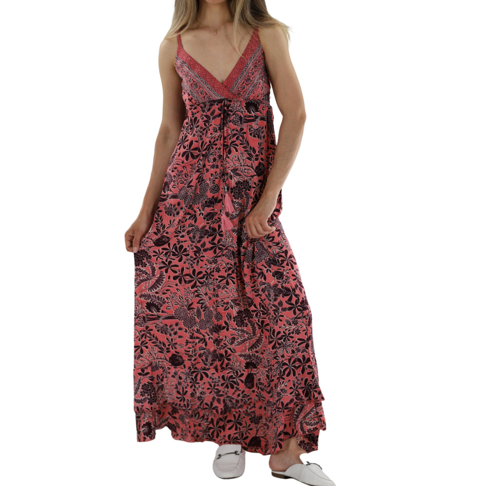 La Fiorentina Long V-cut Neckline Flowy "Gia" Maxi Dress